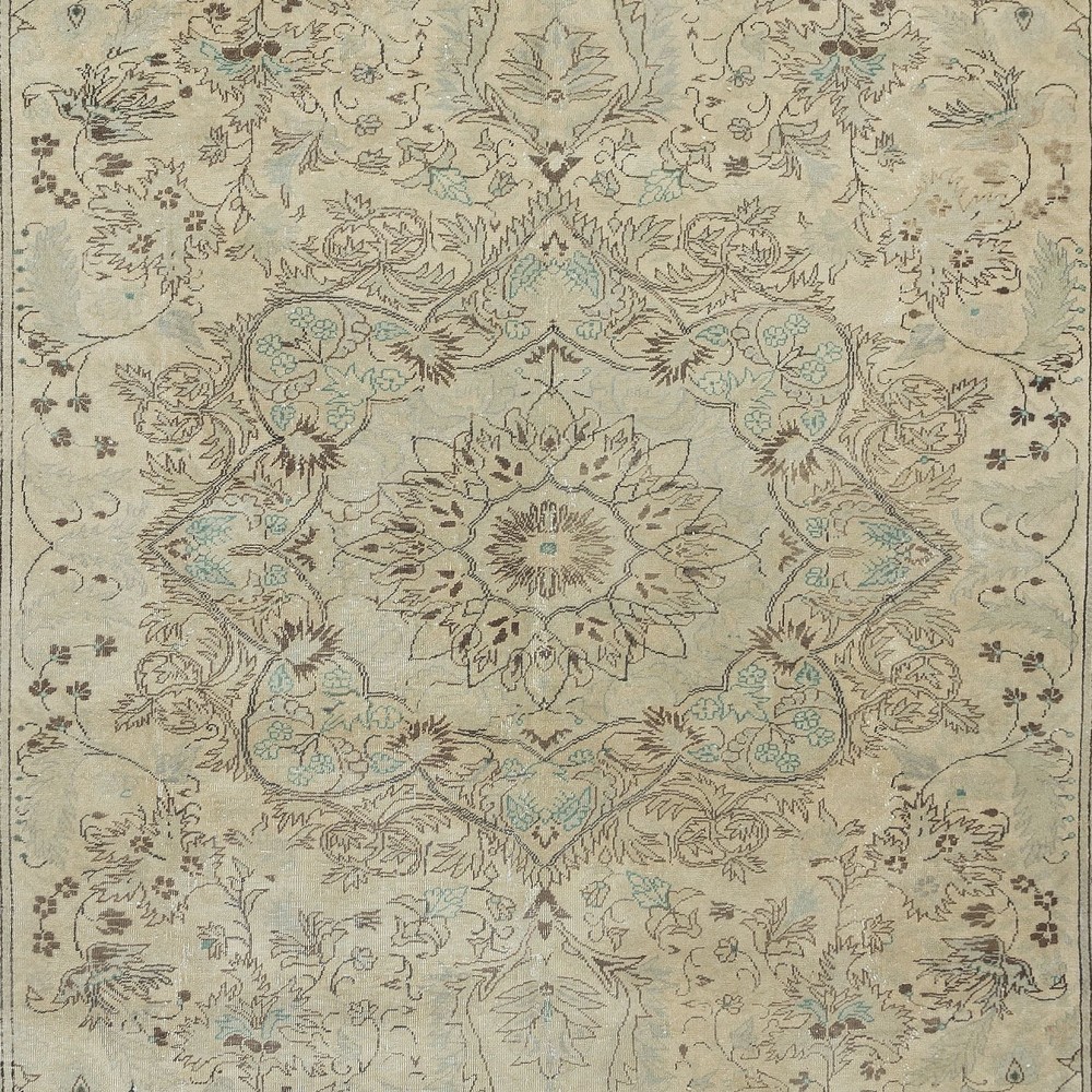 Vintage Handmade Turkish Kayseri Area Rug, Decorative Medallion Design Carpet, 100% Wool