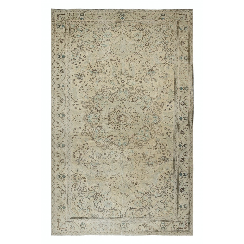Vintage Handmade Turkish Kayseri Area Rug, Decorative Medallion Design Carpet, 100% Wool