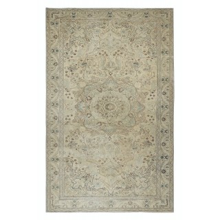 Vintage Handmade Turkish Kayseri Area Rug, Decorative Medallion Design Carpet, 100% Wool