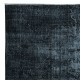 Overdyed Wool Black Area Rug, Handmade in Turkey, Modern Upcycled Large Carpet