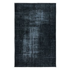 Overdyed Wool Black Area Rug, Handmade in Turkey, Modern Upcycled Large Carpet