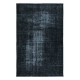 Overdyed Wool Black Area Rug, Handmade in Turkey, Modern Upcycled Large Carpet