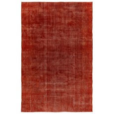 Plain Solid Burnt Orange Turkish Rug. Modern Handmade Upcycled Carpet