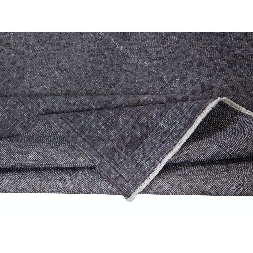 Handmade Turkish Floral Large Area Rug in Gray Tones, Ideal for Modern Home and Office Decor