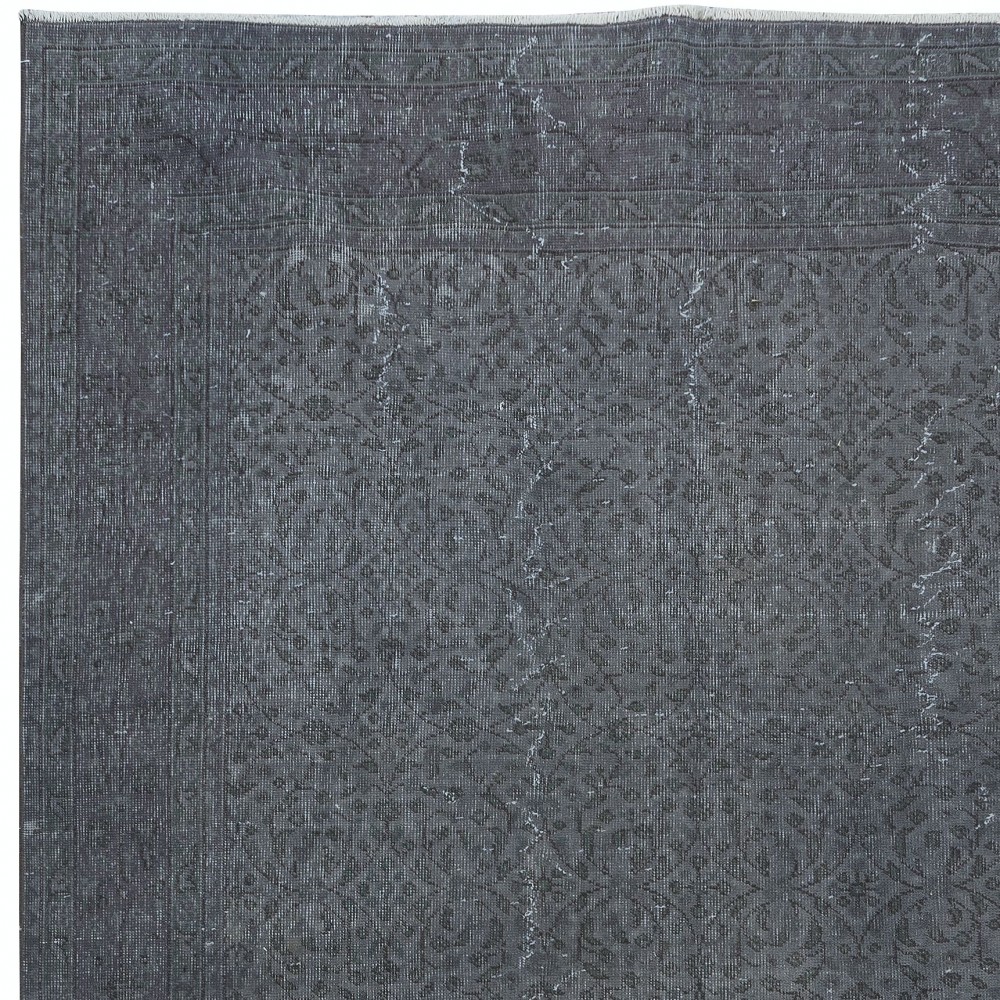 Handmade Turkish Floral Large Area Rug in Gray Tones, Ideal for Modern Home and Office Decor