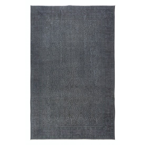 Handmade Turkish Floral Large Area Rug in Gray Tones, Ideal for Modern Home and Office Decor