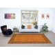 Handmade Rug with All-Over Botanical Design, Orange Turkish Carpet, Woolen Floor Covering