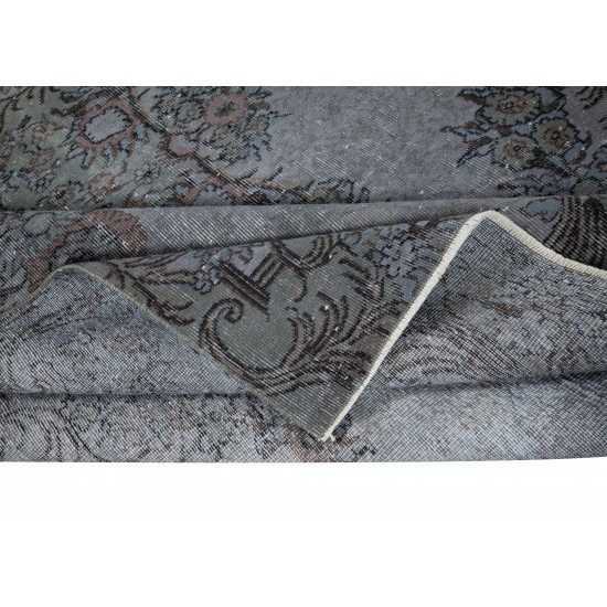 Aubusson Inspired Gray Area Rug for Modern Interiors, Handmade in Turkey