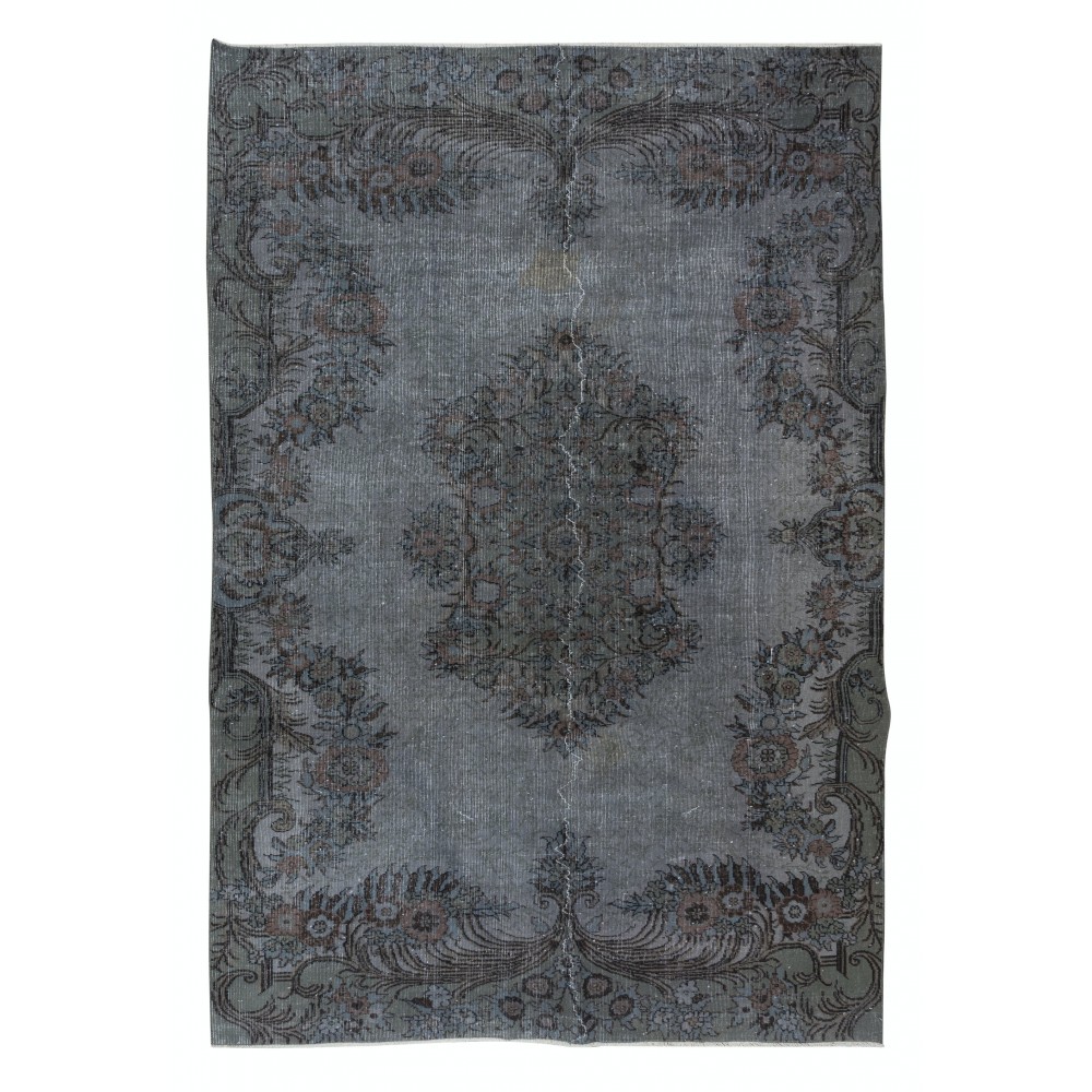 Aubusson Inspired Gray Area Rug for Modern Interiors, Handmade in Turkey