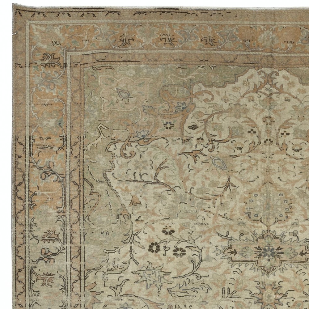 Vintage Handmade Turkish Kayseri Area Rug, Decorative Medallion Design Carpet, 100% Wool