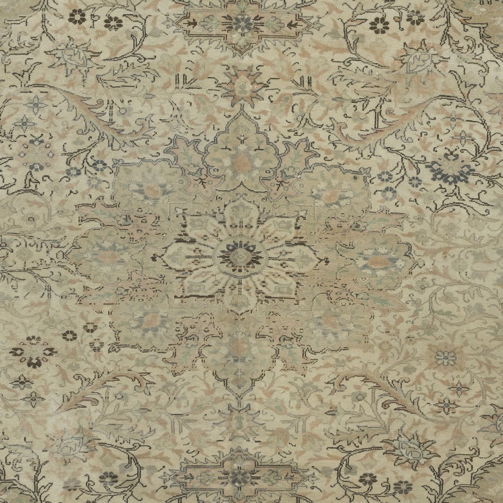Vintage Handmade Turkish Kayseri Area Rug, Decorative Medallion Design Carpet, 100% Wool