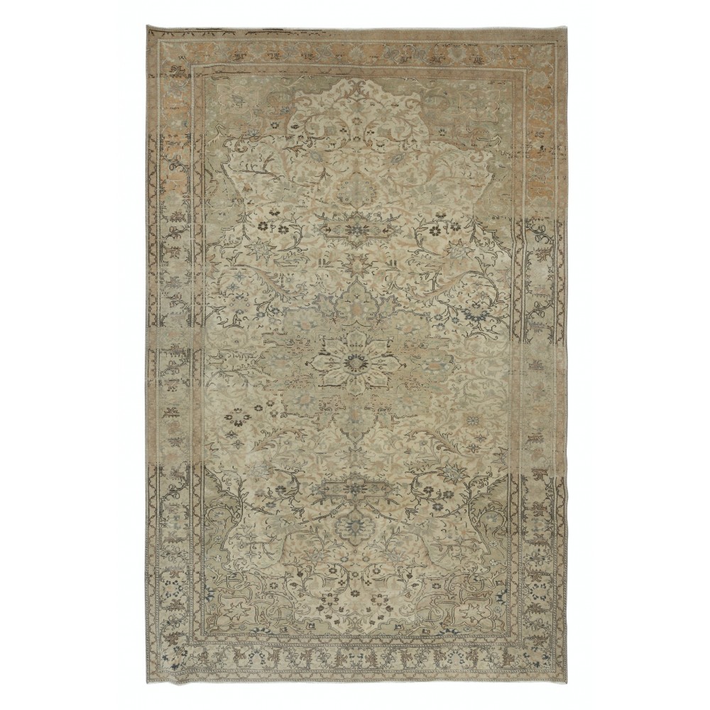 Vintage Handmade Turkish Kayseri Area Rug, Decorative Medallion Design Carpet, 100% Wool