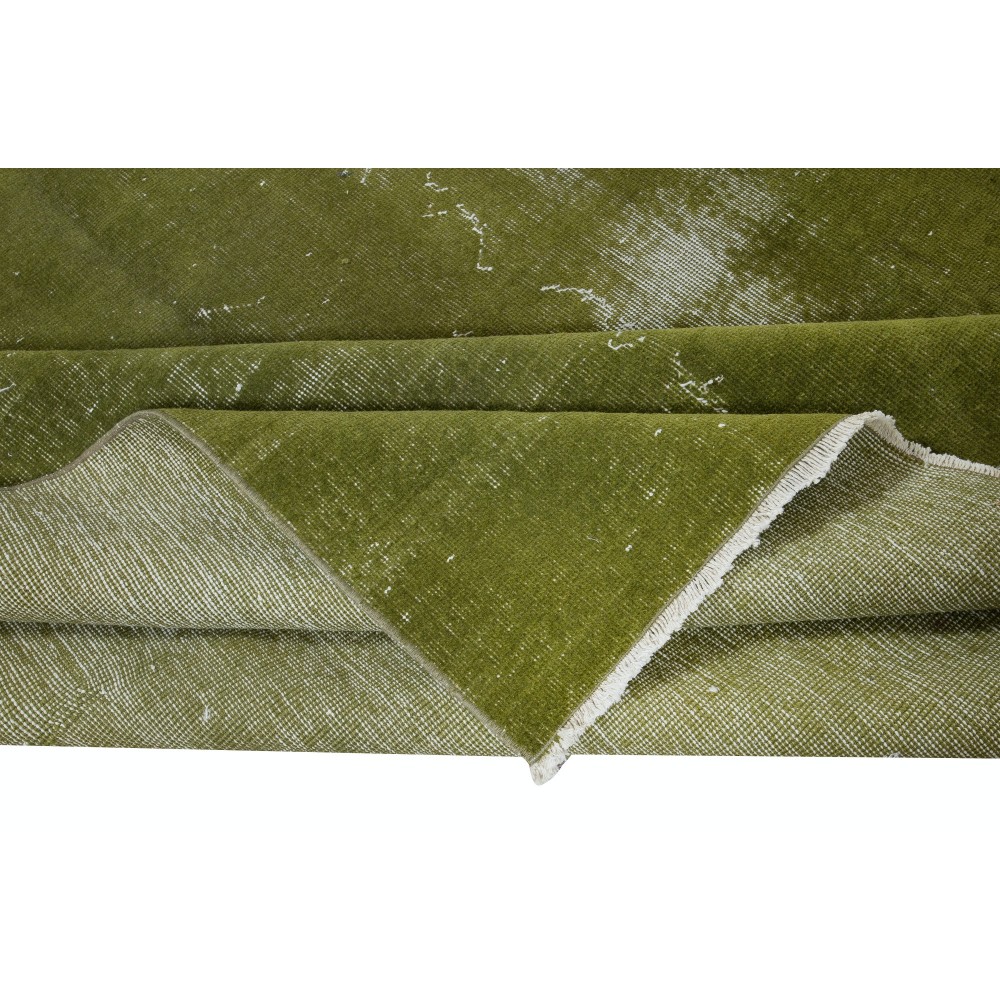 Green Handmade Turkish Rug, Dark Yellowish-toned Green Carpet, Modern Floor Covering