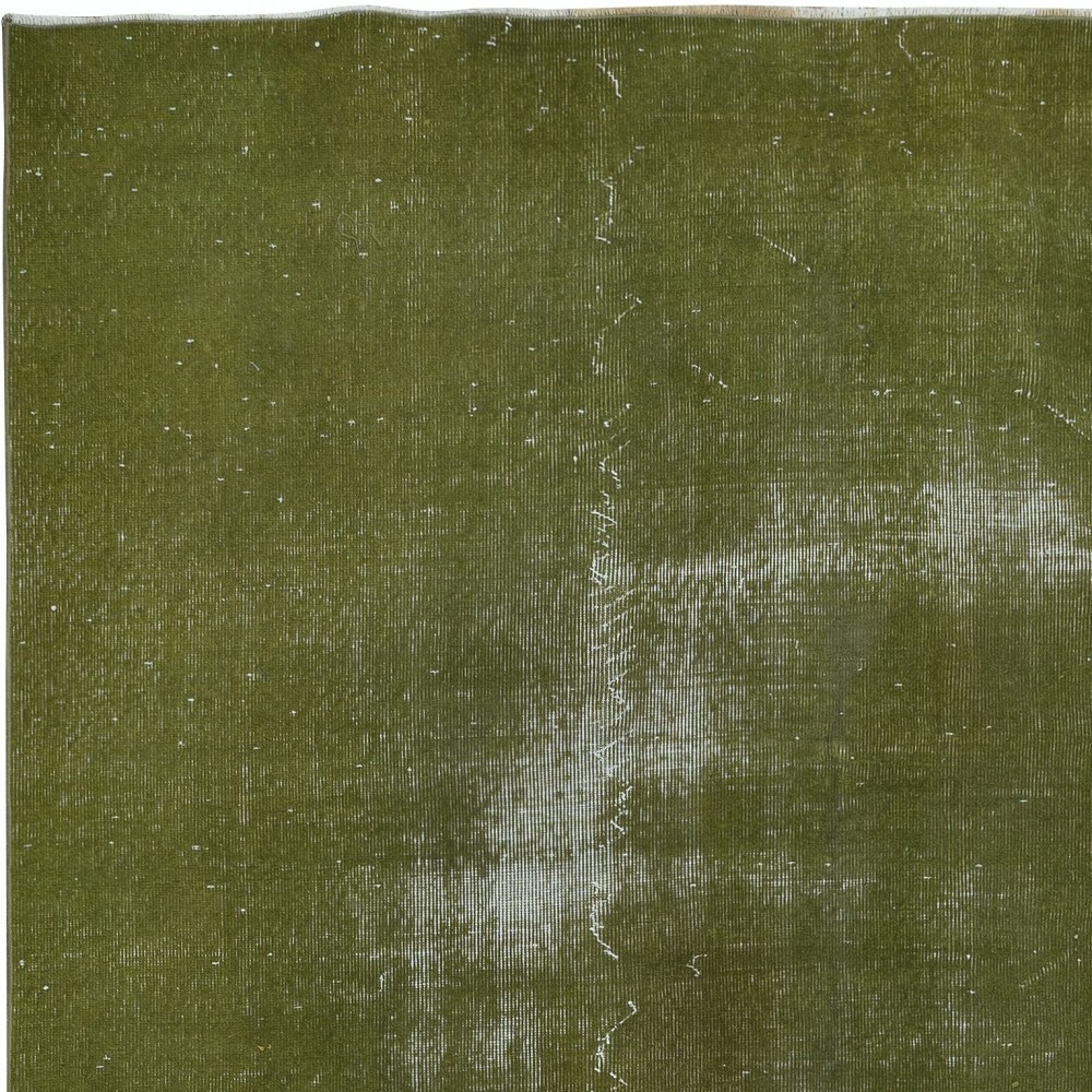 Green Handmade Turkish Rug, Dark Yellowish-toned Green Carpet, Modern Floor Covering
