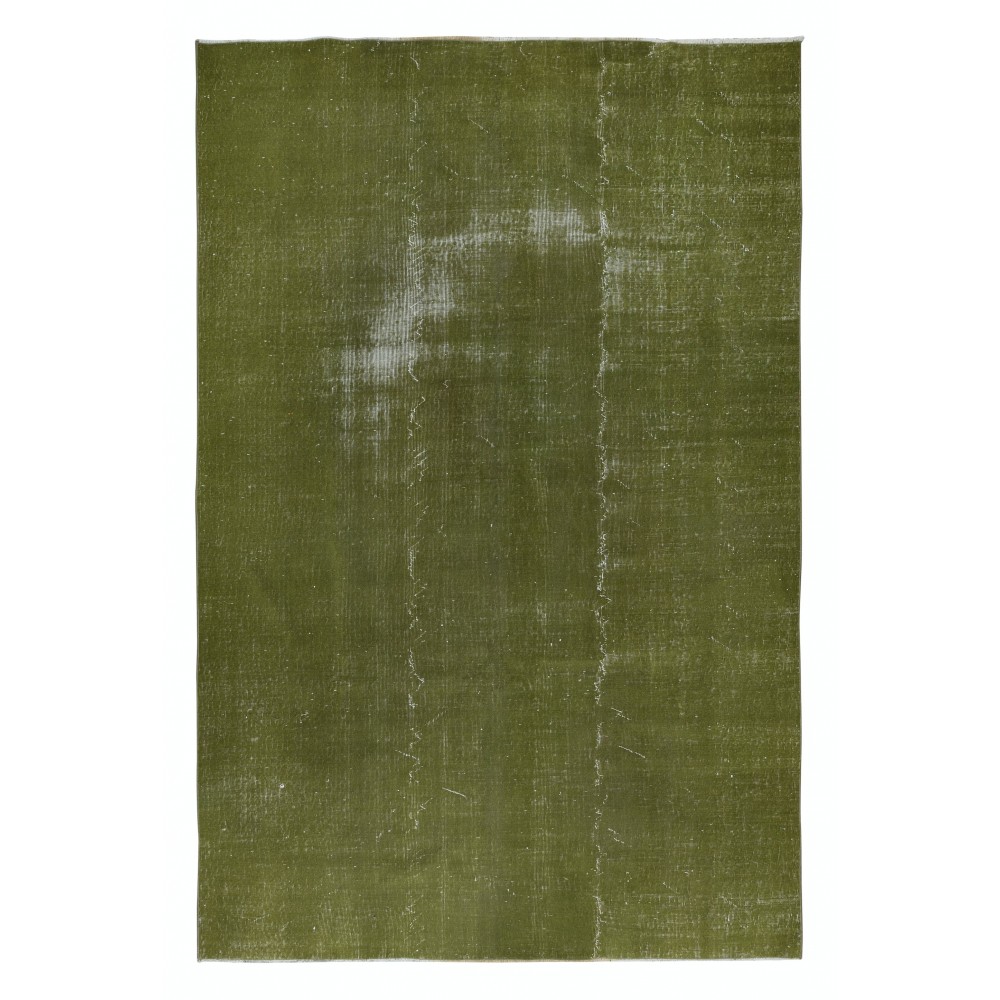 Green Handmade Turkish Rug, Dark Yellowish-toned Green Carpet, Modern Floor Covering