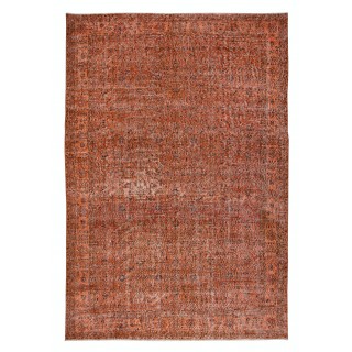 Handmade Turkish Orange Rug, Modern Floral Carpet, Bohemian Home Decor, Upcycled Floor Covering