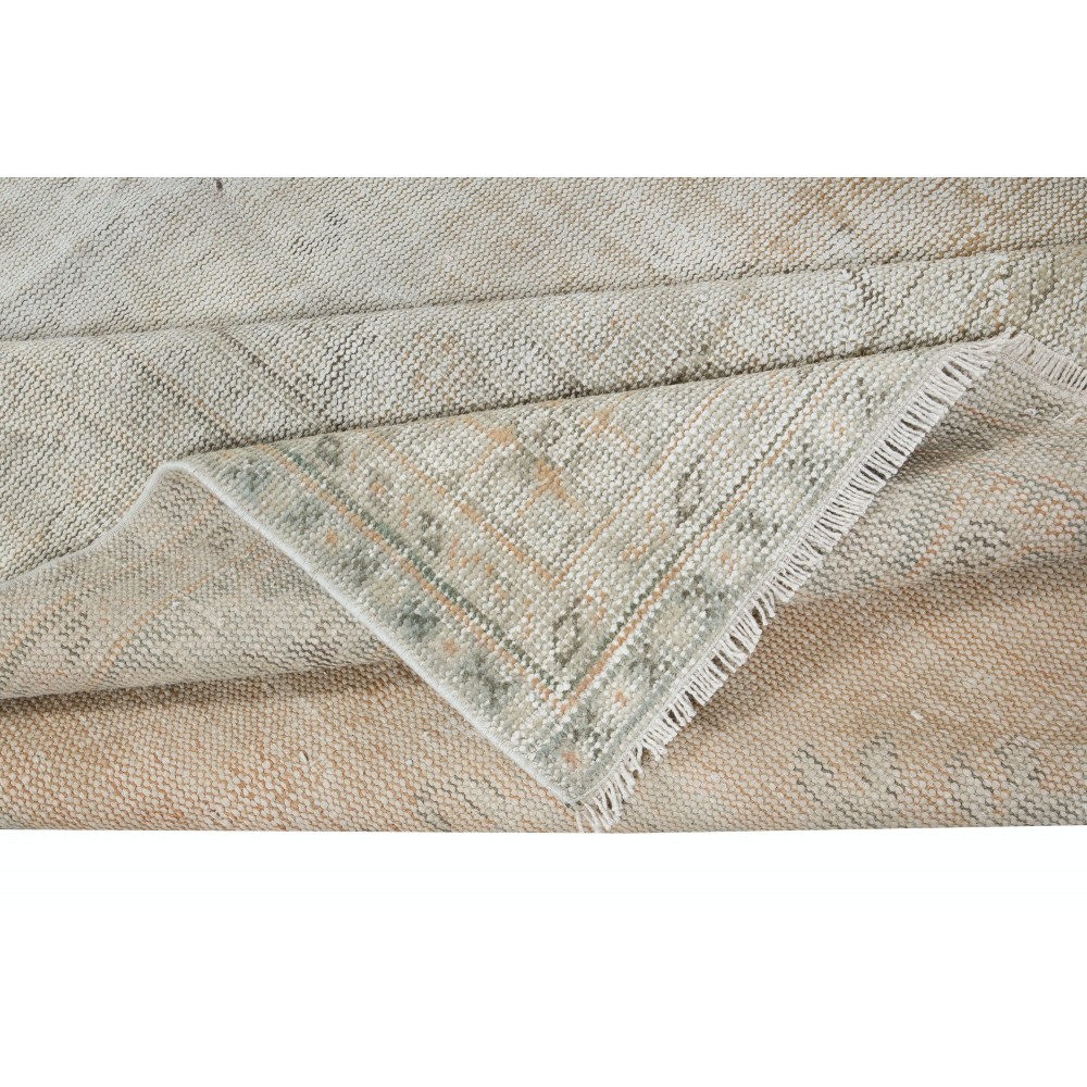Vintage Sun Faded Handmade Turkish Rug in Beige Color