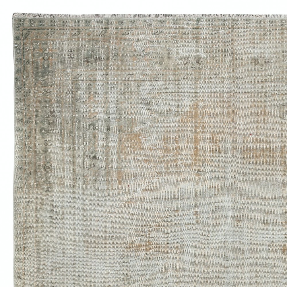 Vintage Sun Faded Handmade Turkish Rug in Beige Color