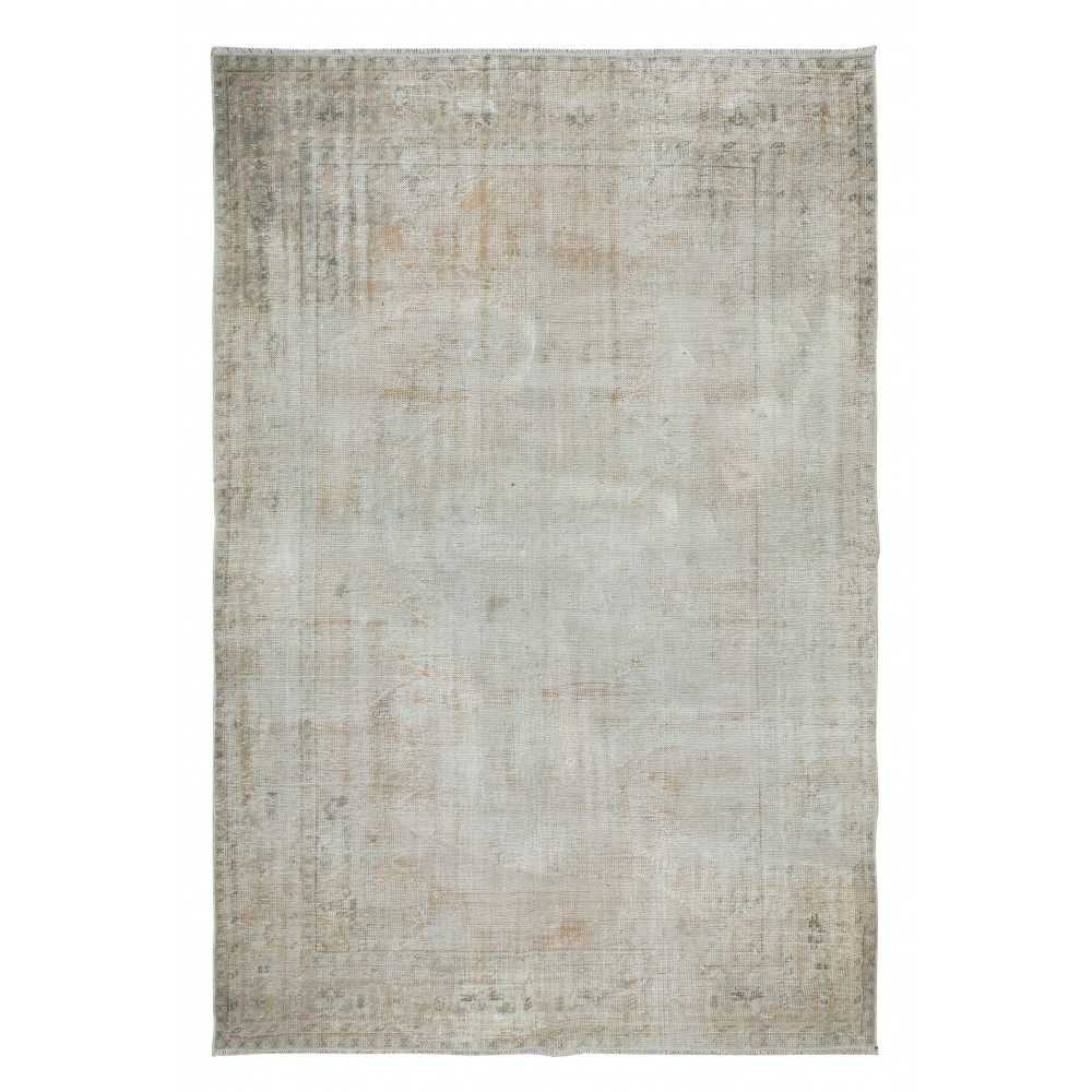 Vintage Sun Faded Handmade Turkish Rug in Beige Color