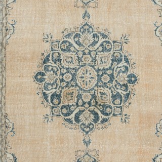 Vintage Handmade Oushak Rug in Muted Colors for Country Home and Rustic Decor