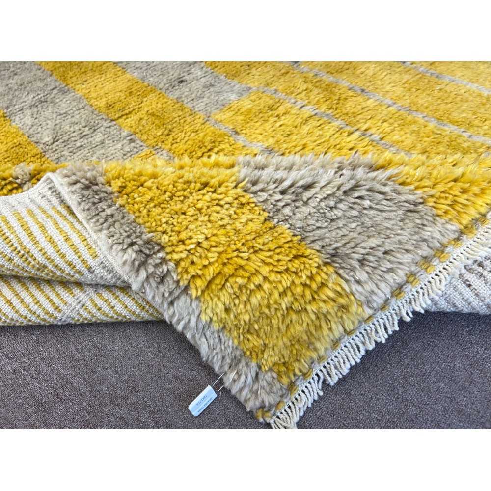Handmade "Tulu" Rug in Yellow & Gray, 100% Wool, Custom Options Avl.
