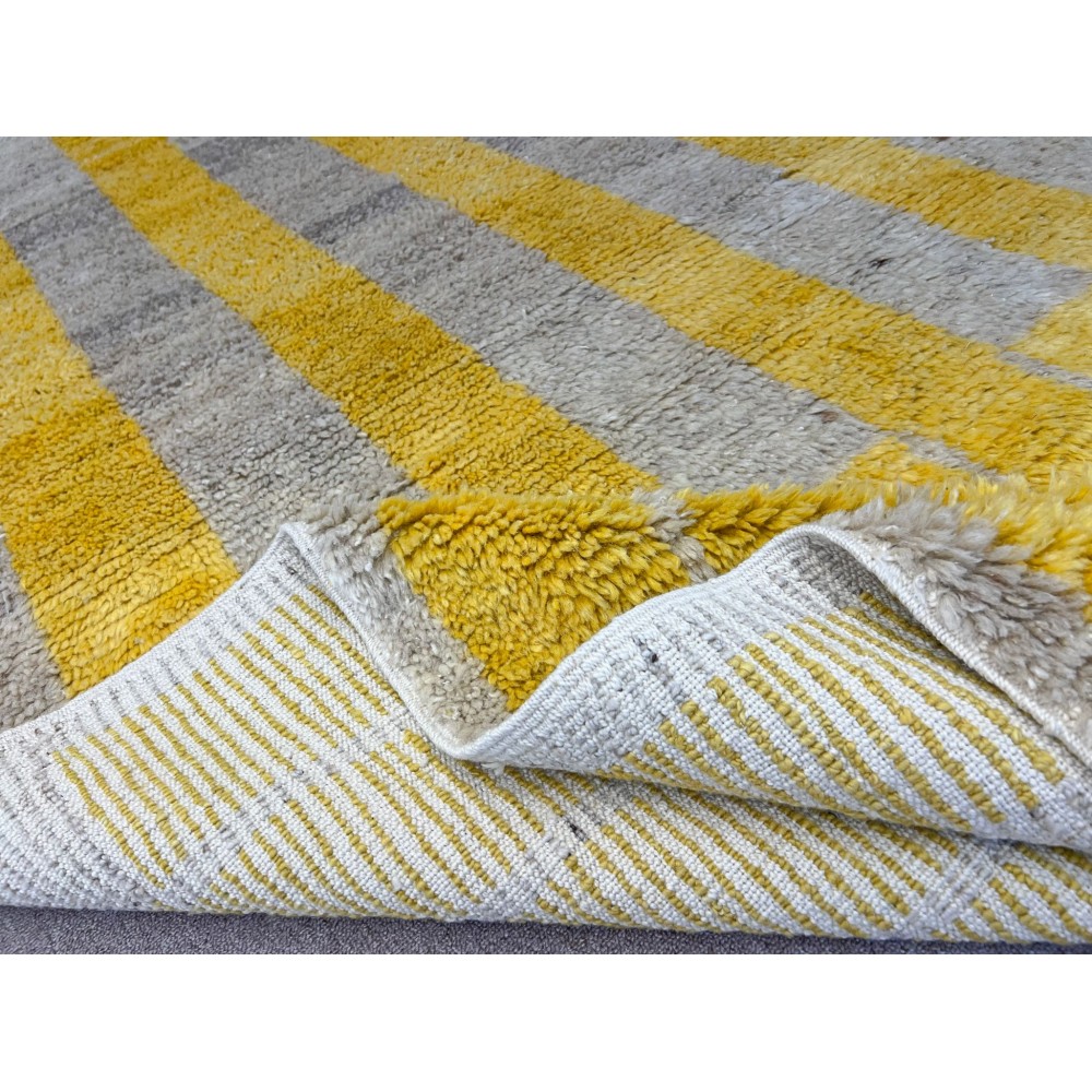 Handmade "Tulu" Rug in Yellow & Gray, 100% Wool, Custom Options Avl.