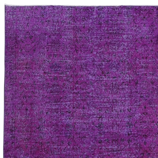 Hand Made Large Purple Rug for Office Decor. Modern Floral Turkish Carpet for Dining Room. Bohemian Rug for Living Room