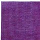 Hand Made Large Purple Rug for Office Decor. Modern Floral Turkish Carpet for Dining Room. Bohemian Rug for Living Room