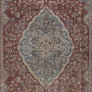 Traditional Ottoman Rug, Circa 1950, Handmade Turkish Carpet, Vintage Medallion Design Floor Covering