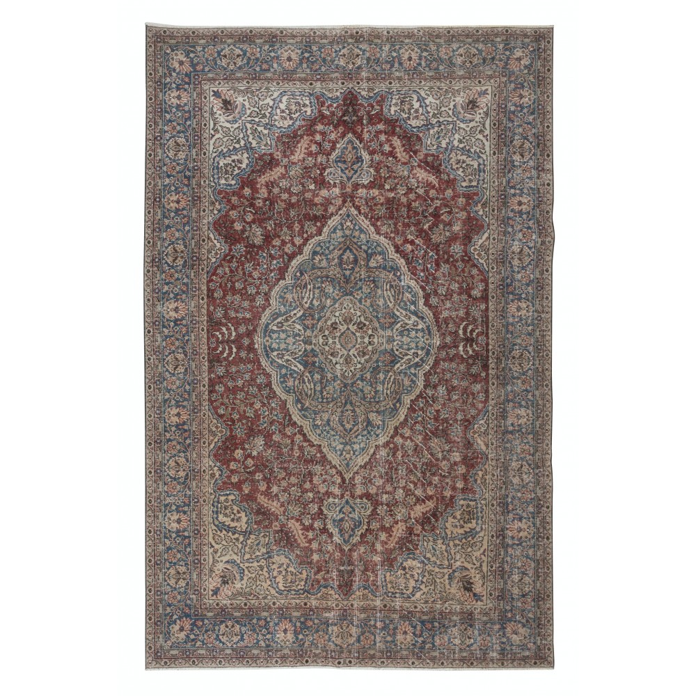 Traditional Ottoman Rug, Circa 1950, Handmade Turkish Carpet, Vintage Medallion Design Floor Covering