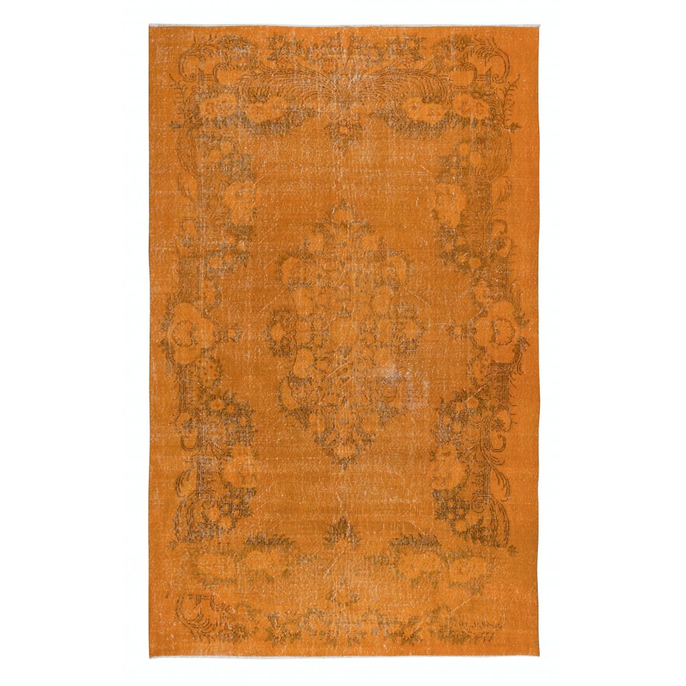 One-of-a-kind Vintage Rug in Orange, Handwoven and Handknotted in Turkey