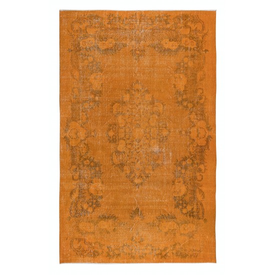 One-of-a-kind Vintage Rug in Orange, Handwoven and Handknotted in Turkey