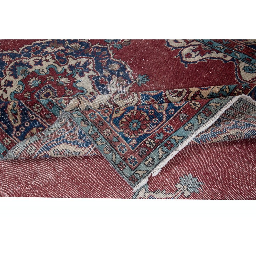 Unique Vintage Village Rug, Ca 1960, Handmade Turkish Tribal Carpet with Medallion