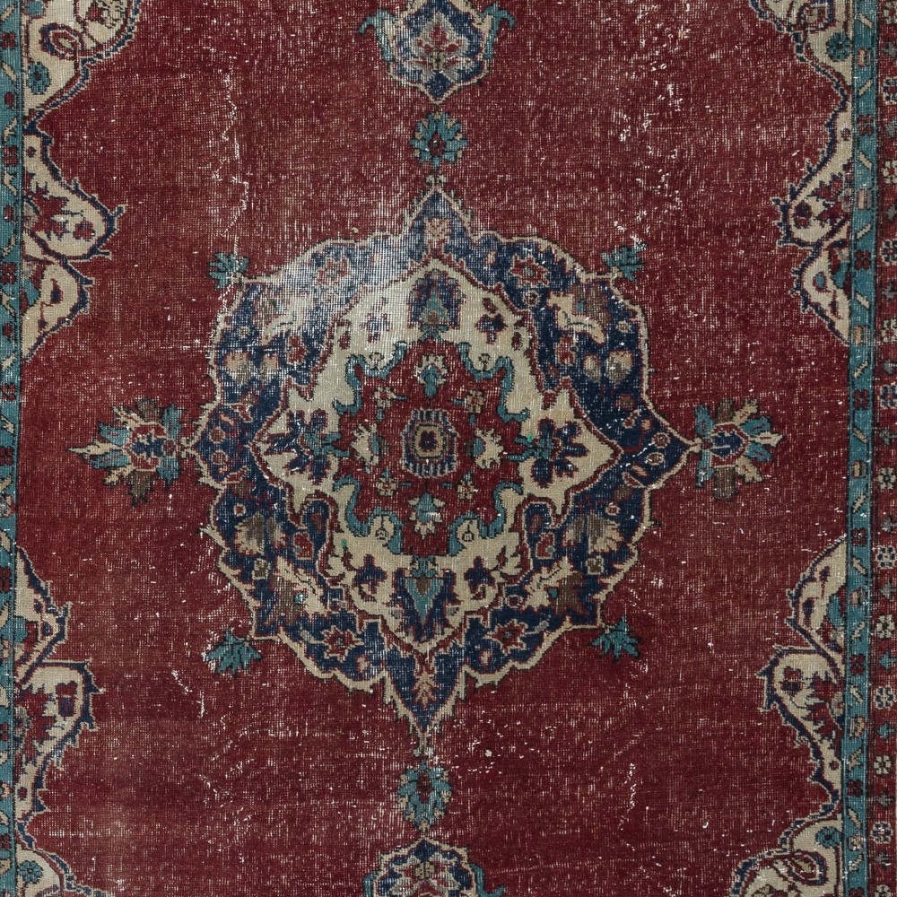 Unique Vintage Village Rug, Ca 1960, Handmade Turkish Tribal Carpet with Medallion