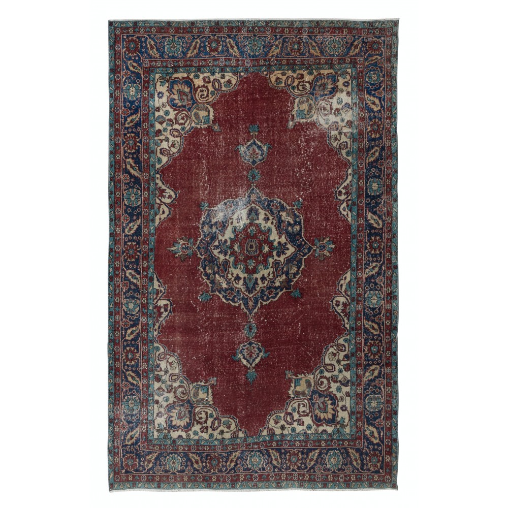 Unique Vintage Village Rug, Ca 1960, Handmade Turkish Tribal Carpet with Medallion