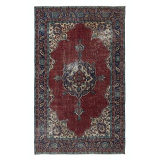 Unique Vintage Village Rug, Ca 1960, Handmade Turkish Tribal Carpet with Medallion