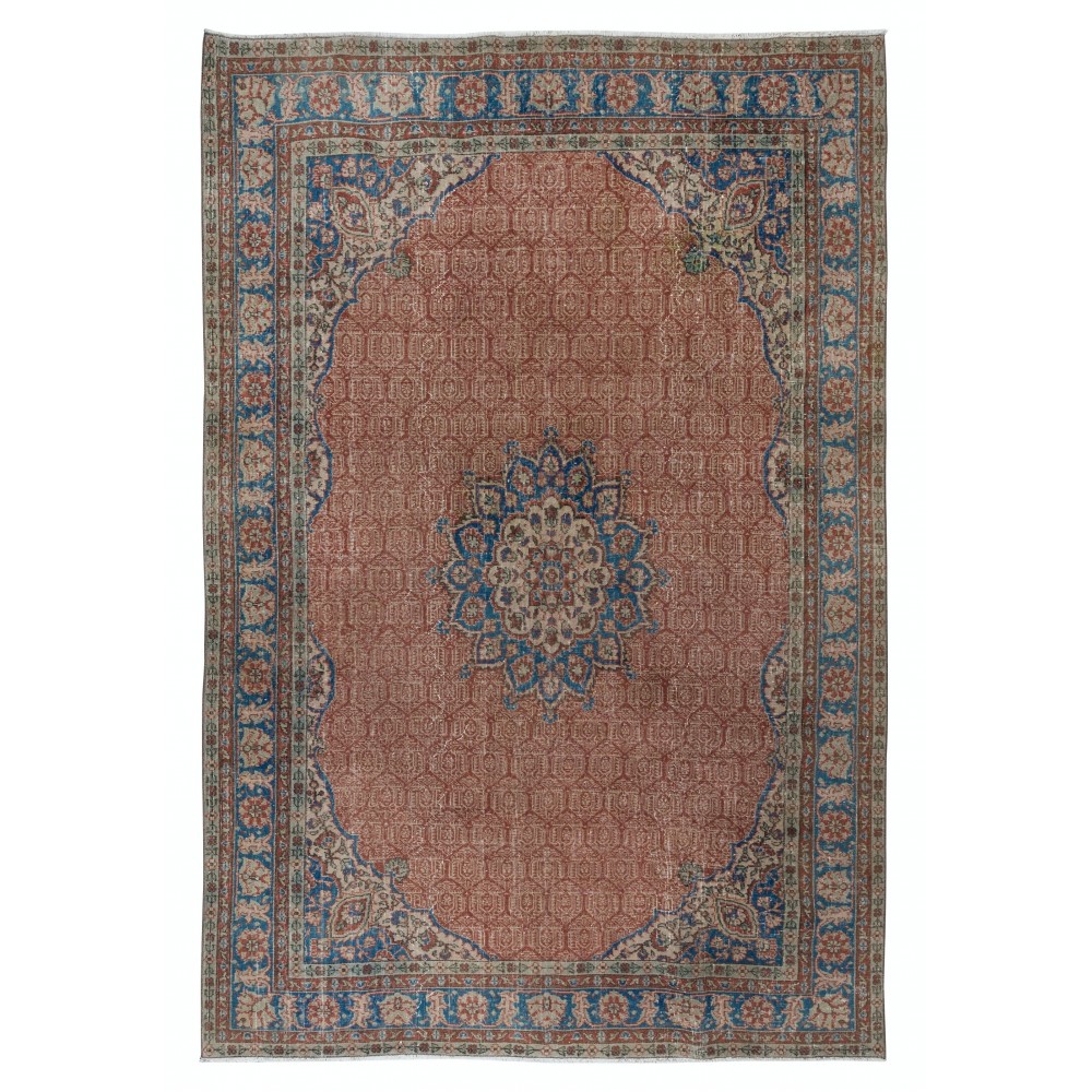 One of a Kind Hand Knotted Vintage Area Rug, Traditional Turkish Carpet
