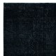 Plain Black Over-Dyed Turkish Area Rug, Handmade Vintage Large Carpet for Living Room Decor