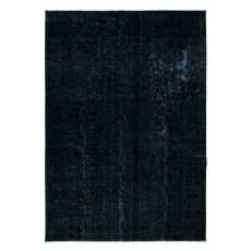 Plain Black Over-Dyed Turkish Area Rug, Handmade Vintage Large Carpet for Living Room Decor