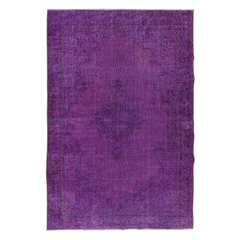 Handmade Turkish Purple Area Rug, Contemporary Carpet, Modern Floor Covering