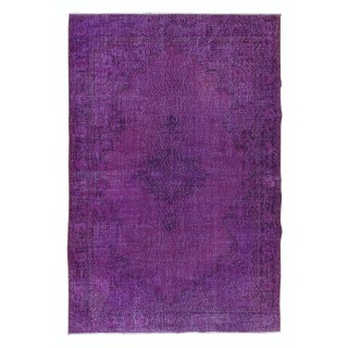 Handmade Turkish Purple Area Rug, Contemporary Carpet, Modern Floor Covering