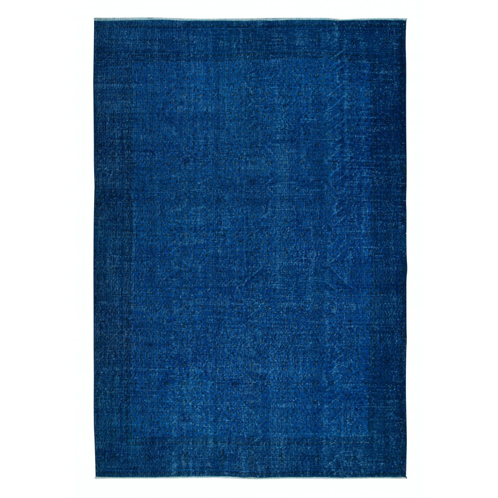 Modern Blue Area Rug made of wool and cotton, Hand-Knotted in Turkey