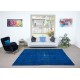 Solid Blue Living Room Rug, Handmade Turkish Carpet for Outdoor, Modern Floor Covering