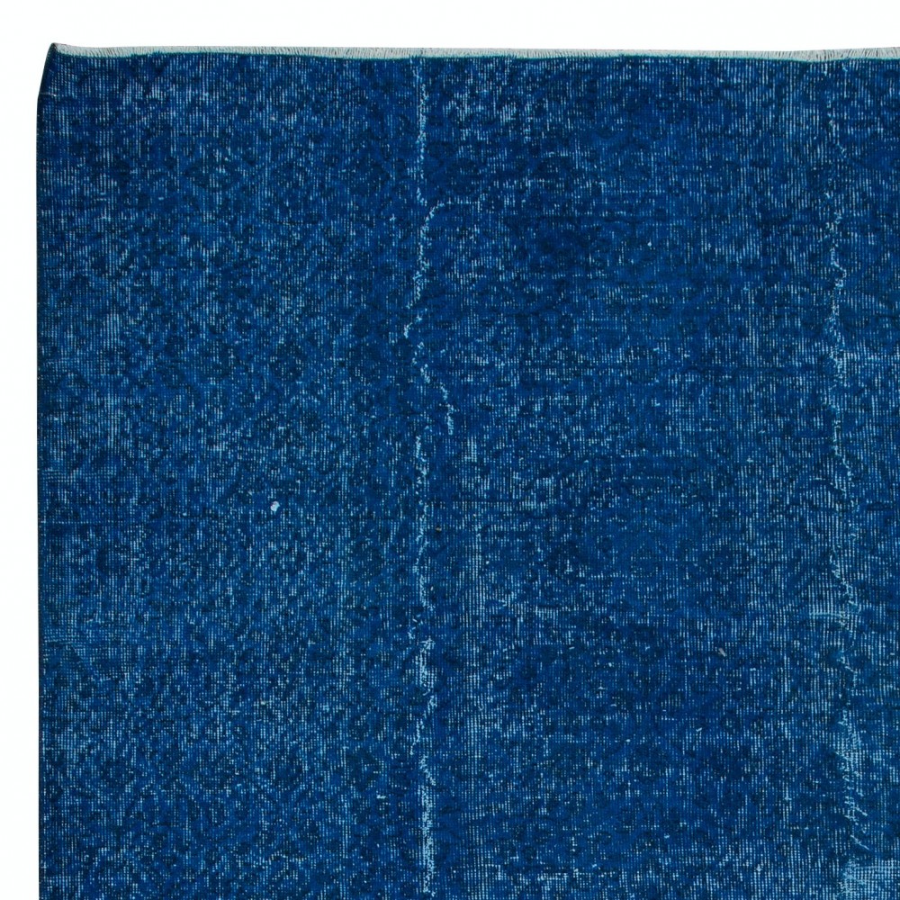 Solid Blue Living Room Rug, Handmade Turkish Carpet for Outdoor, Modern Floor Covering