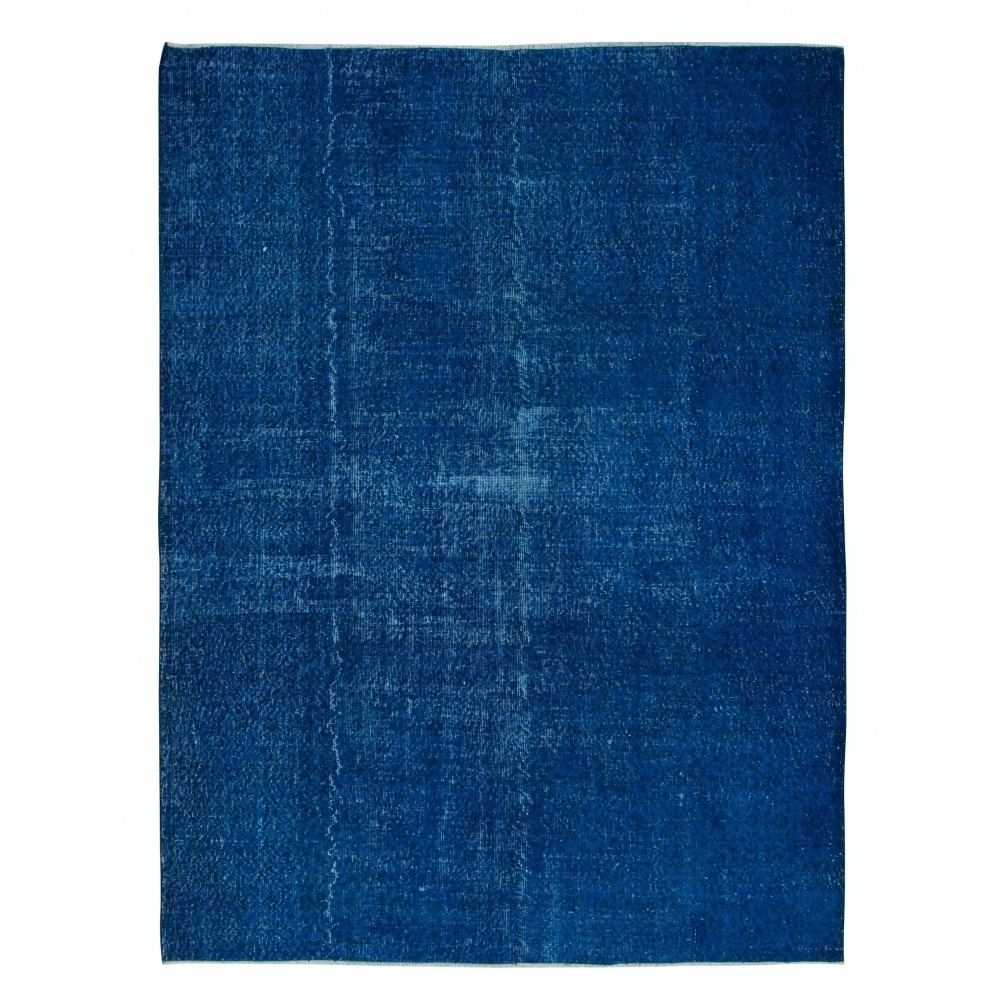 Solid Blue Living Room Rug, Handmade Turkish Carpet for Outdoor, Modern Floor Covering