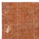 Orange Handmade Area Rug, Modern Turkish Wool Carpet