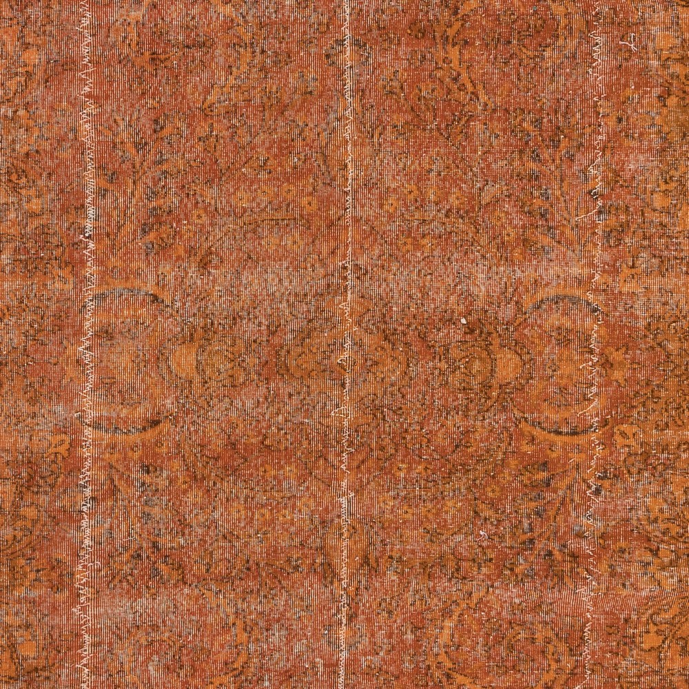 Orange Handmade Area Rug, Modern Turkish Wool Carpet