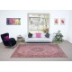 One-of-a-Kind Handmade Turkish Area Rug in Soft Pink, Modern Wool and Cotton Carpet