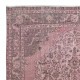 One-of-a-Kind Handmade Turkish Area Rug in Soft Pink, Modern Wool and Cotton Carpet