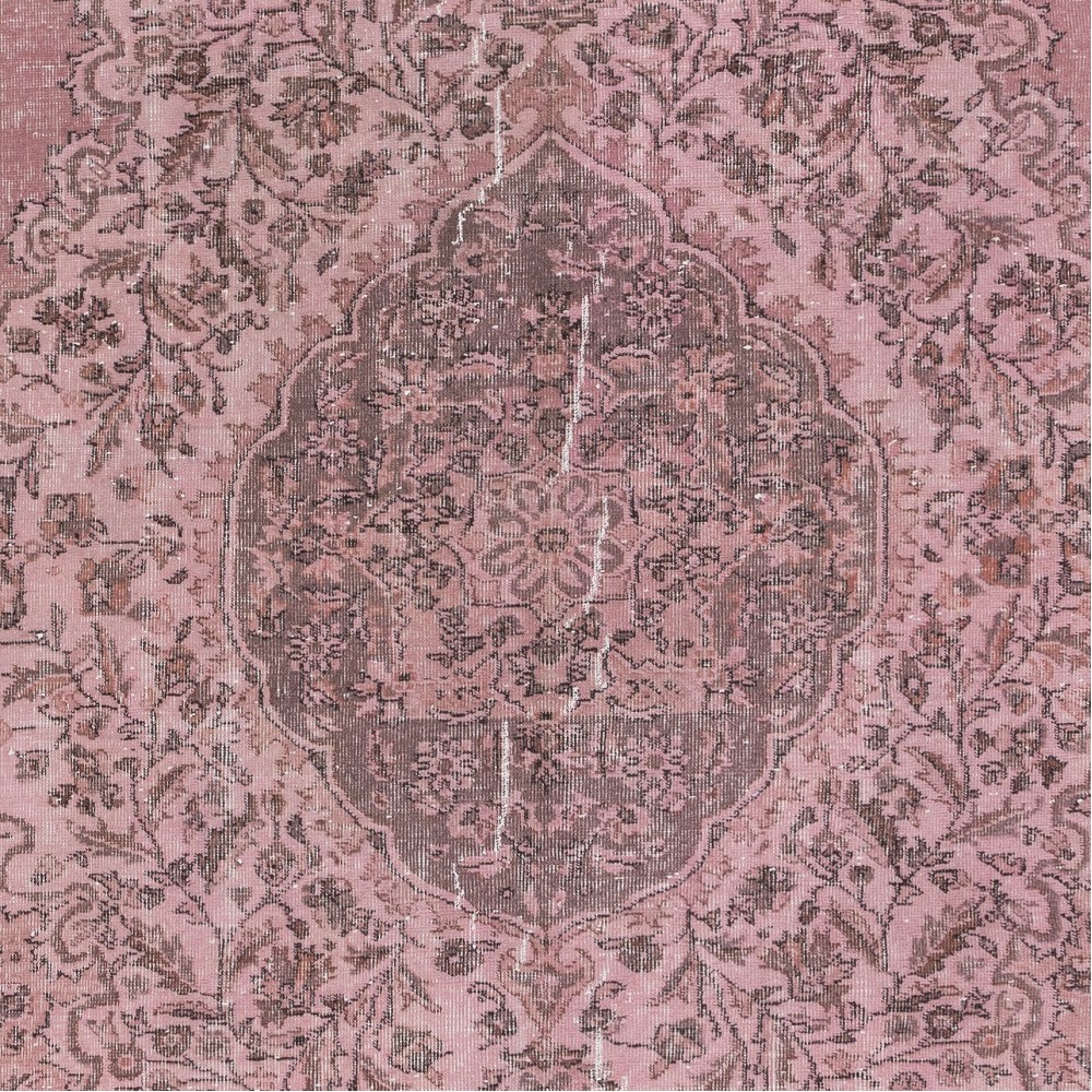 One-of-a-Kind Handmade Turkish Area Rug in Soft Pink, Modern Wool and Cotton Carpet